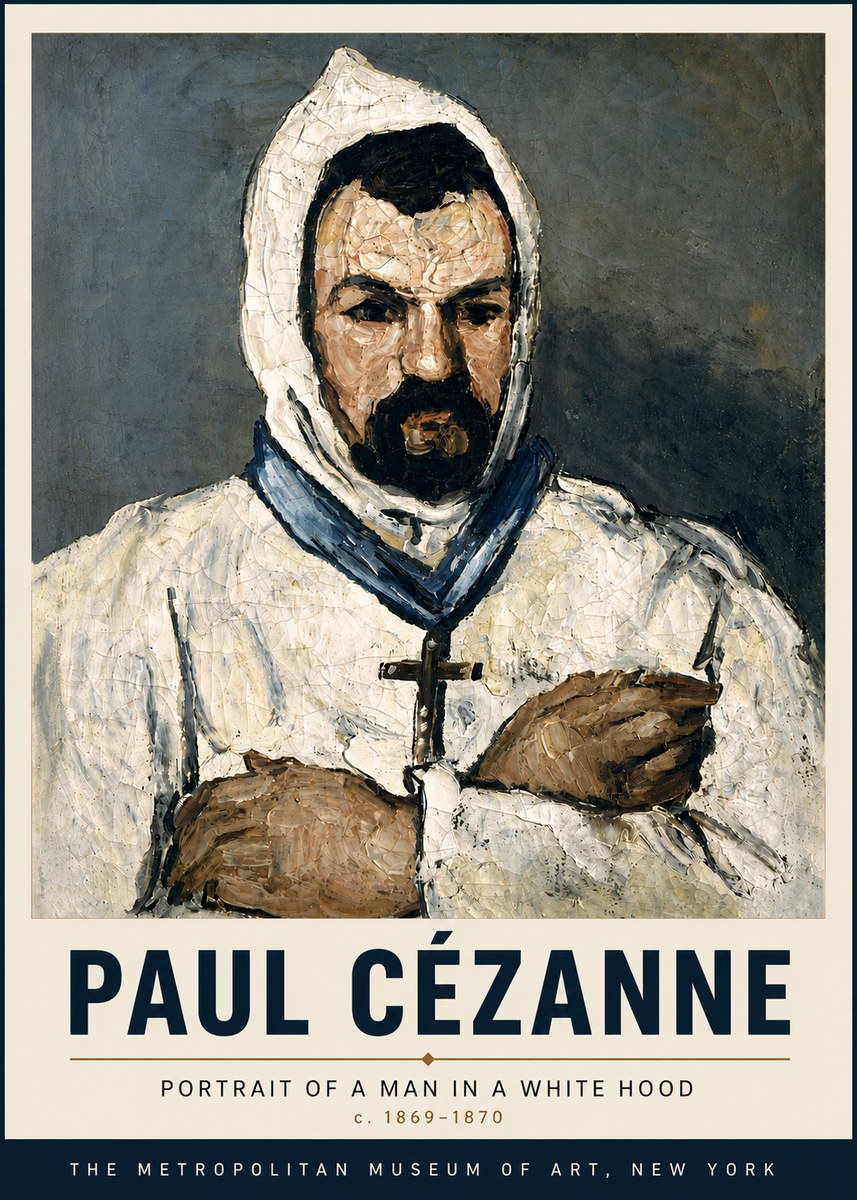 Paul Cézanne Portrait of a Man in a White Hood No6 - Affiche