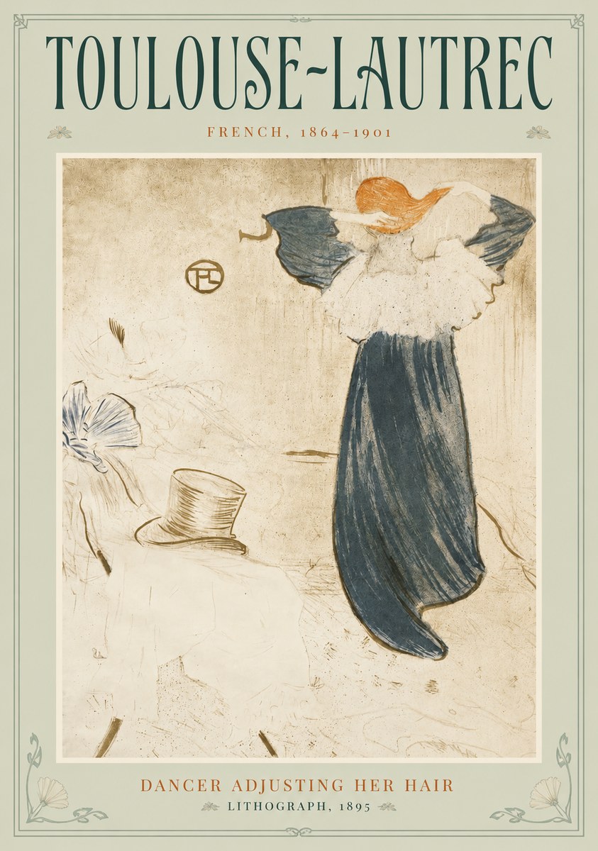 Toulouse-Lautrec Dancer Adjusting Her Hair No3 - Affiche