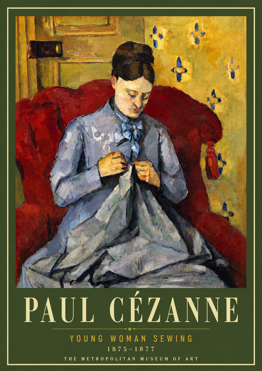 Paul Cézanne Young Woman Sewing No6 - Affiche