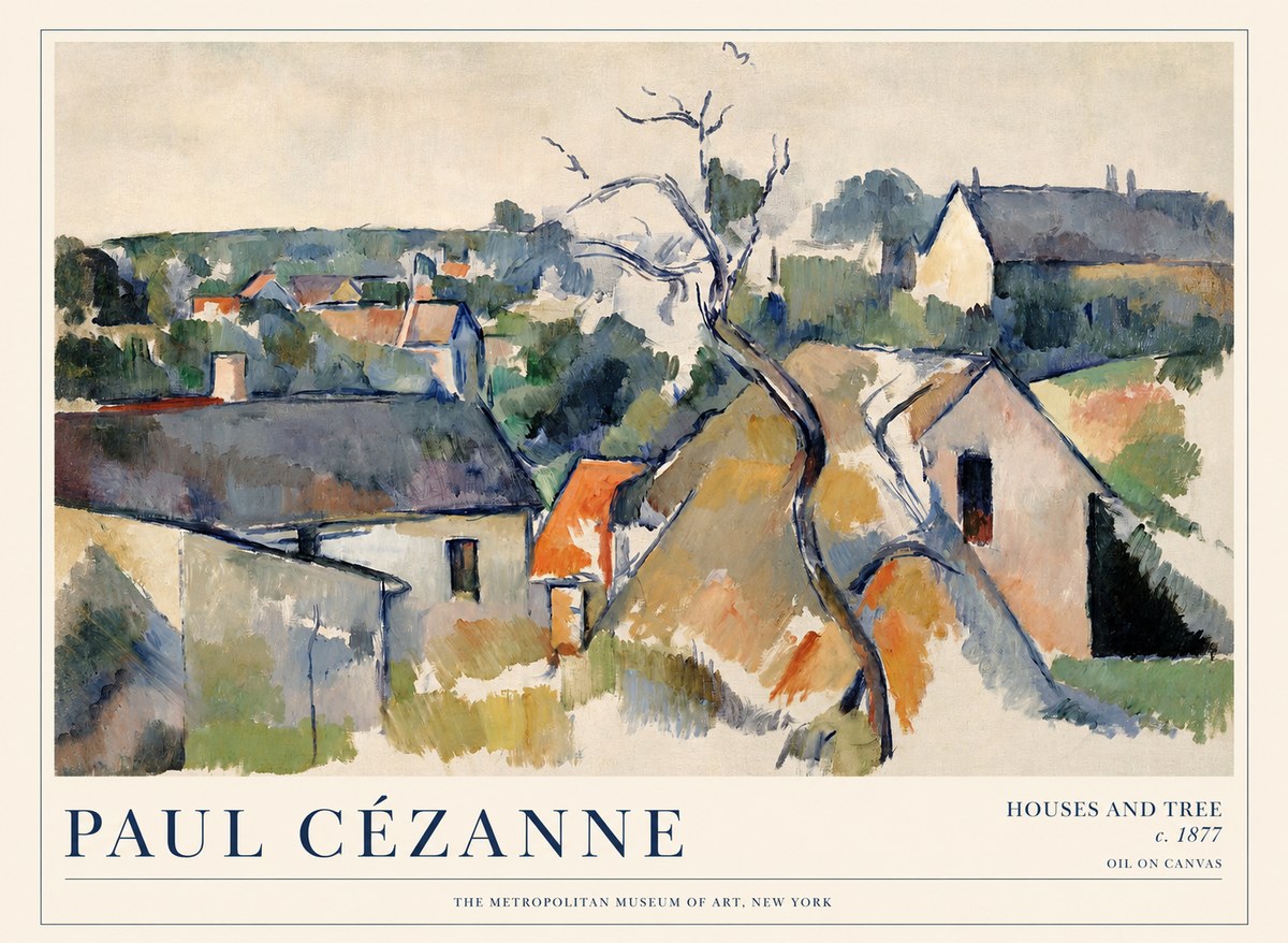Paul Cézanne Houses and Tree No1 - Affiche