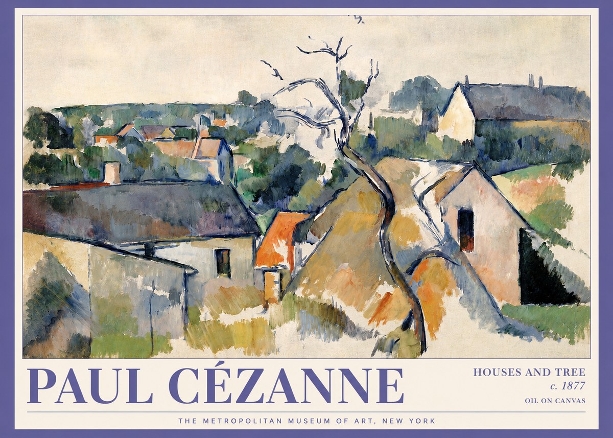 Paul Cézanne Houses and Tree No3 - Affiche