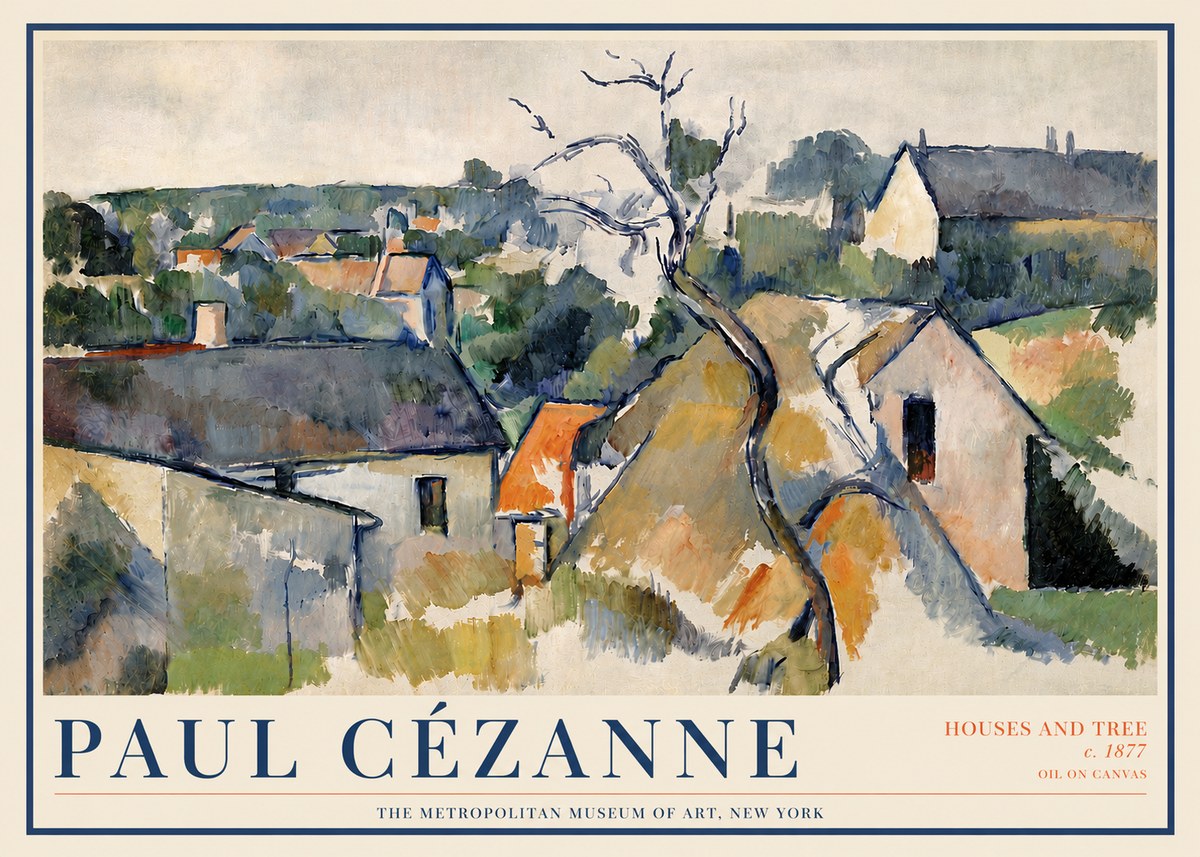Paul Cézanne Houses and Tree No4 - Affiche