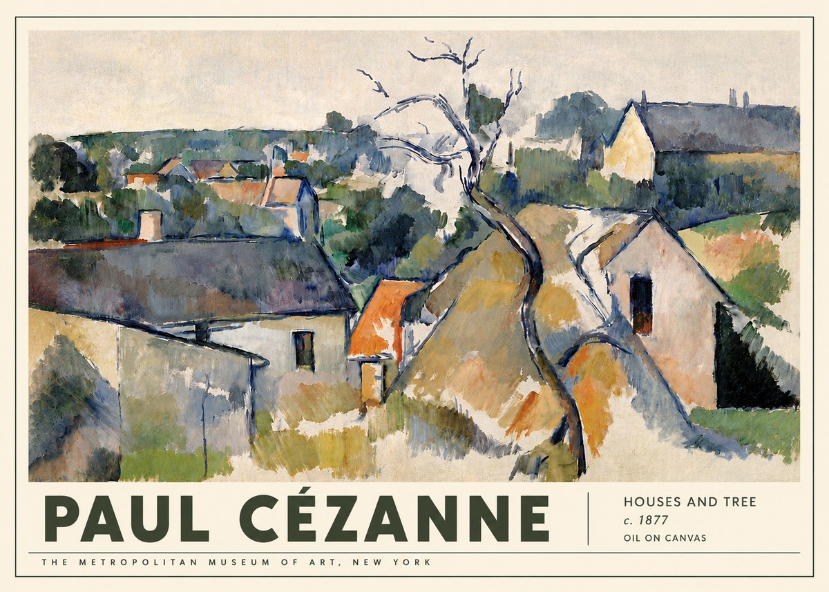 Paul Cézanne Houses and Tree No5 - Affiche