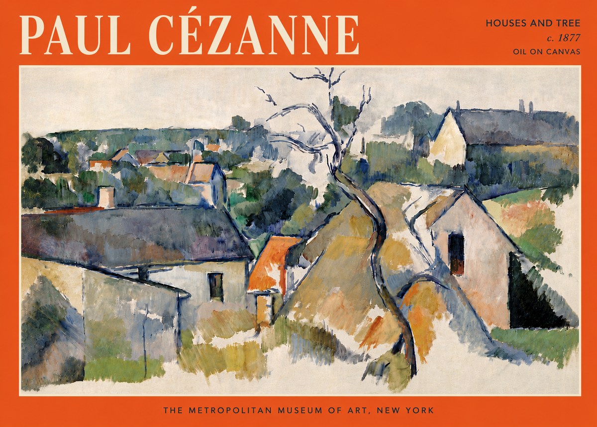 Paul Cézanne Houses and Tree No6 - Affiche