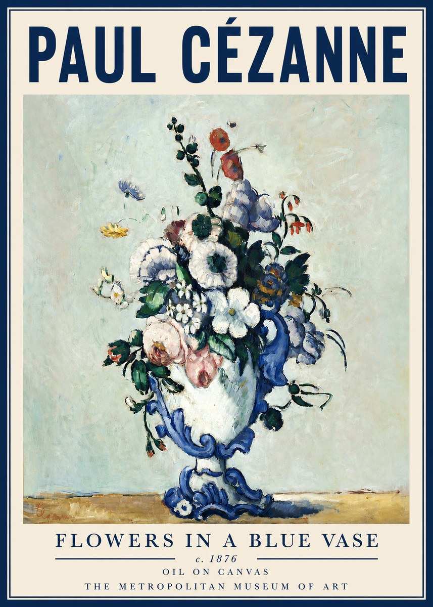 Paul Cézanne Flowers in a Blue Vase No4 - Affiche