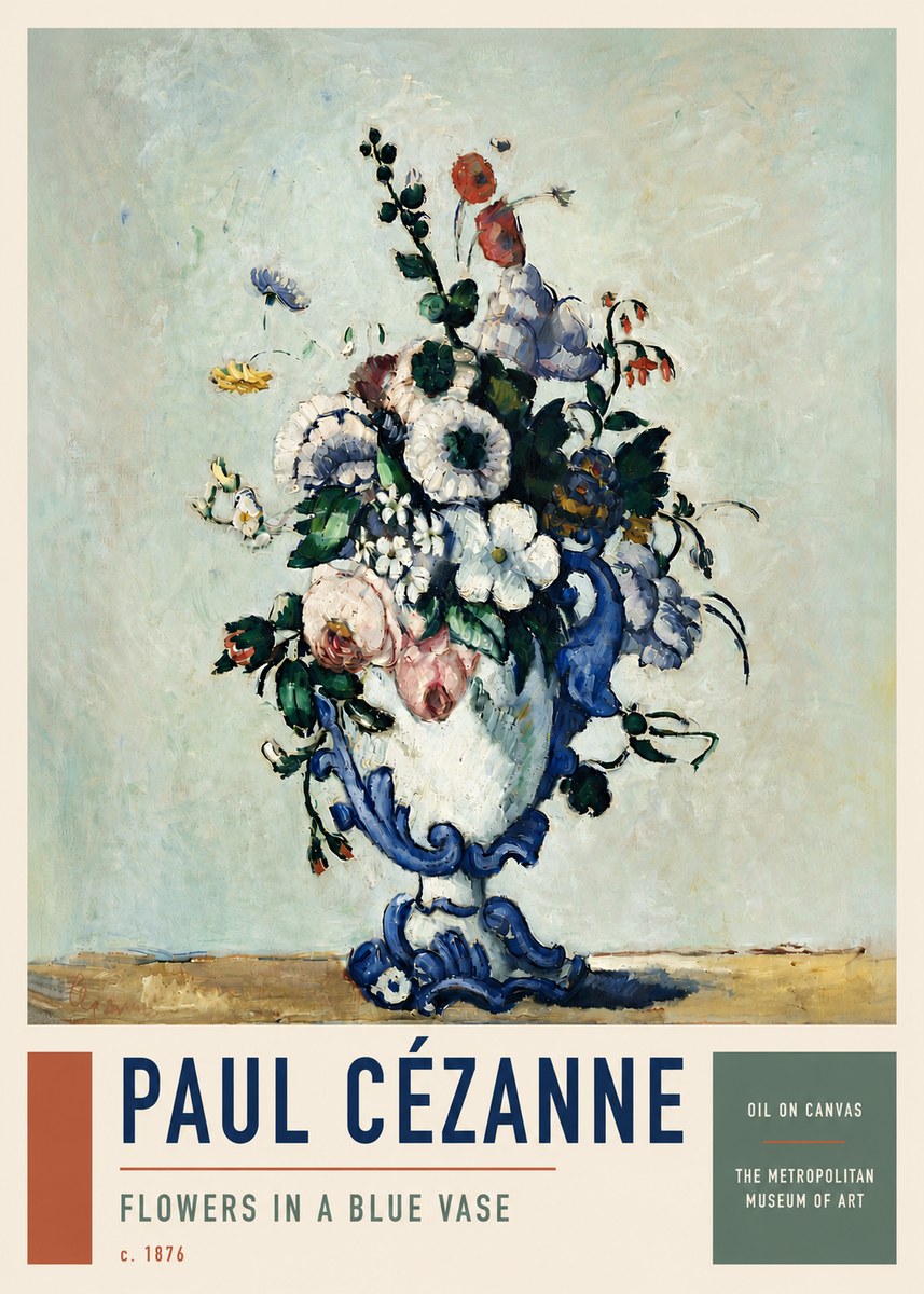 Paul Cézanne Flowers in a Blue Vase No5 - Affiche