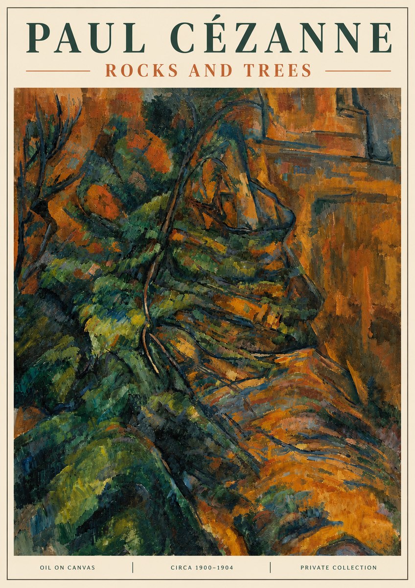Paul Cézanne Rocks and Trees IV No4 - Affiche