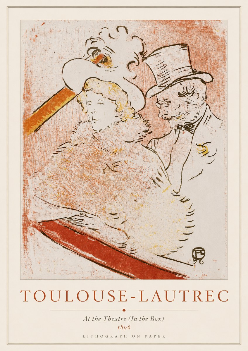 Toulouse-Lautrec At the Theatre (in the Box) No3 - Affiche