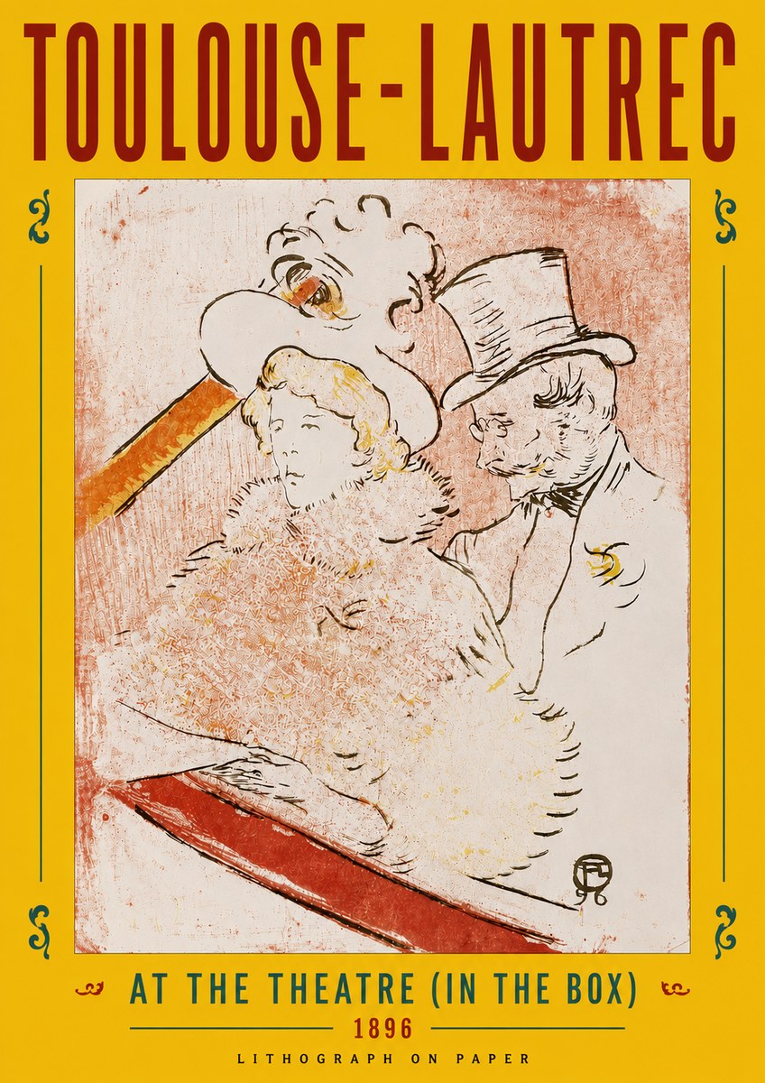 Toulouse-Lautrec At the Theatre (in the Box) No5 - Affiche