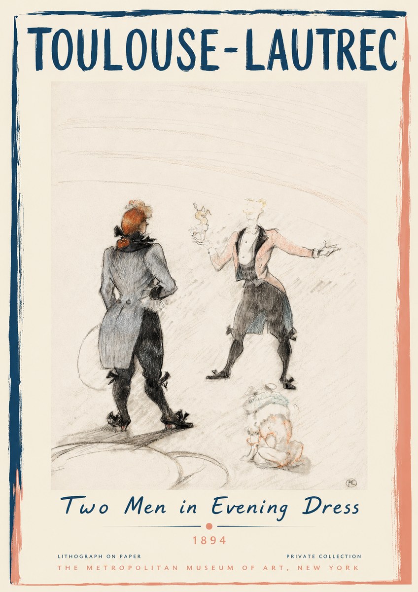 Toulouse-Lautrec Two Men in Evening Dress No3 - Affiche