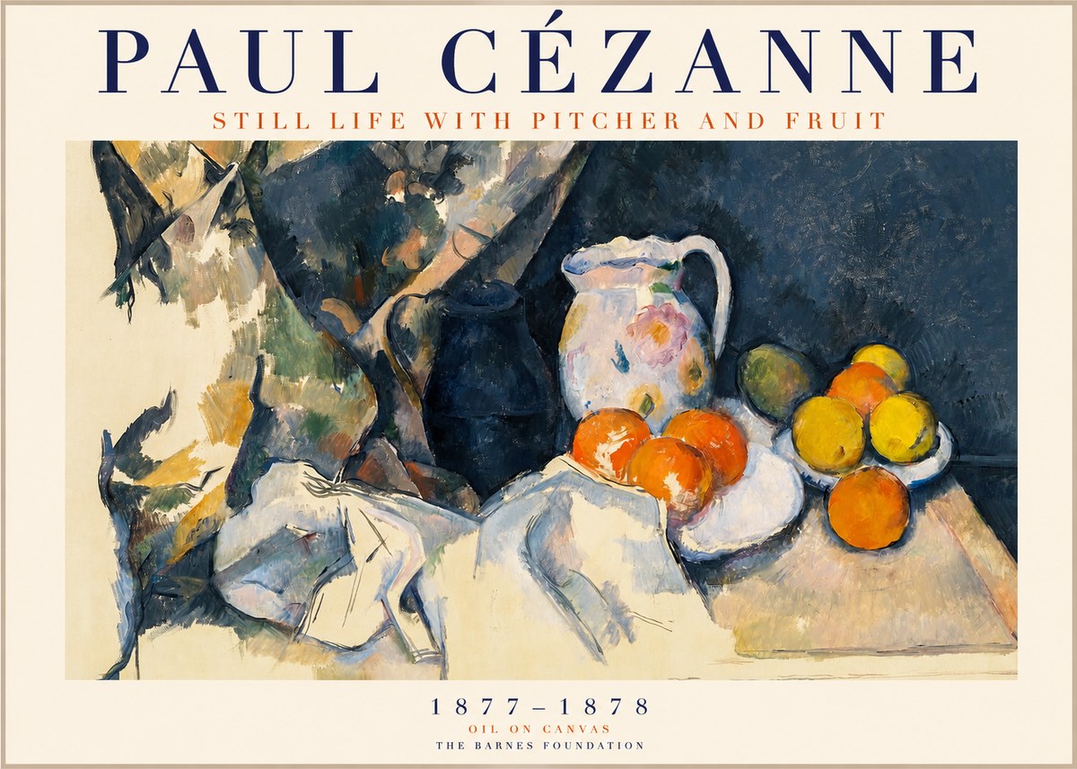 Paul Cézanne Still Life with Pitcher and Fruit No1 - Affiche