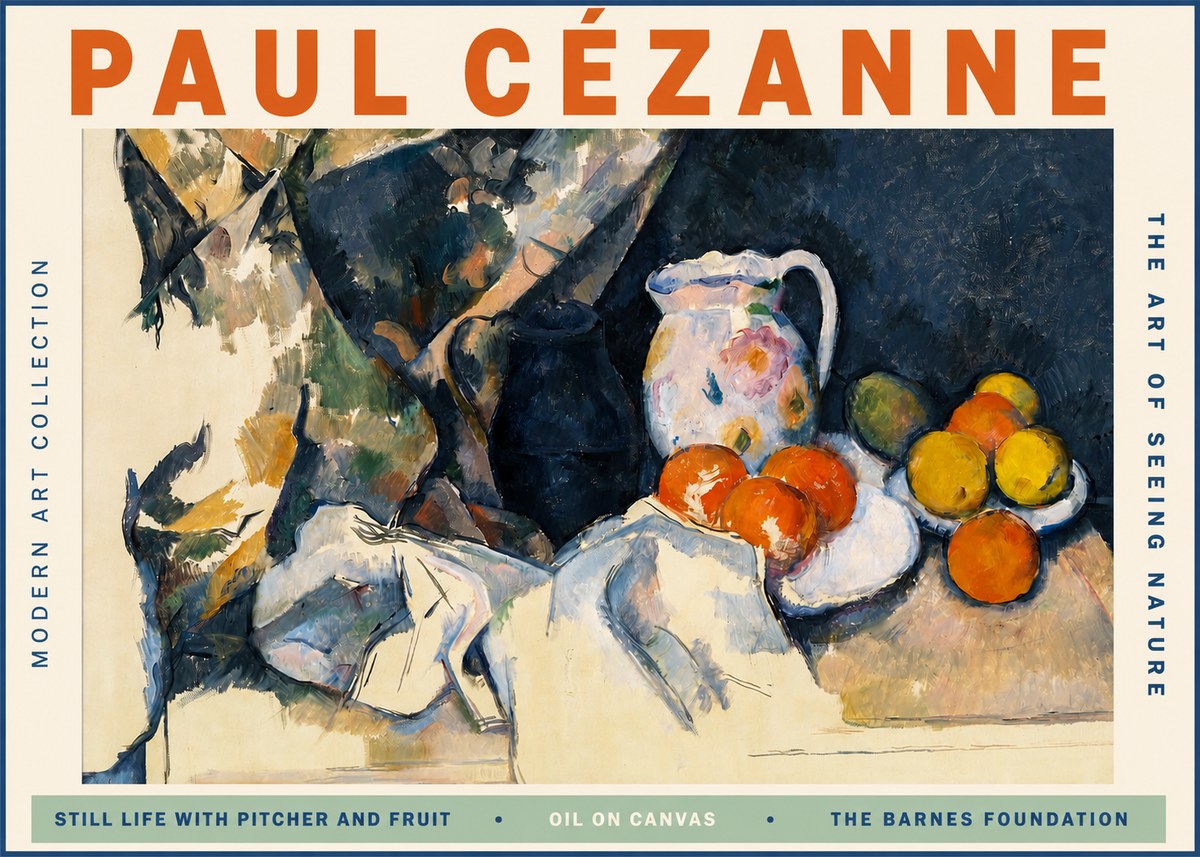 Paul Cézanne Still Life with Pitcher and Fruit No2 - Affiche