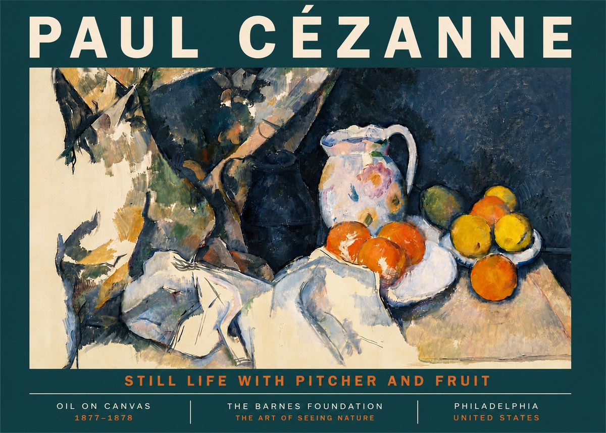 Paul Cézanne Still Life with Pitcher and Fruit No4 - Affiche
