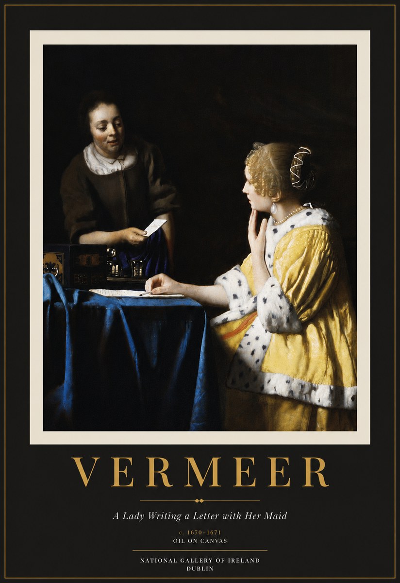 Vermeer A Lady Writing a Letter with Her Maid II No6 - Affiche