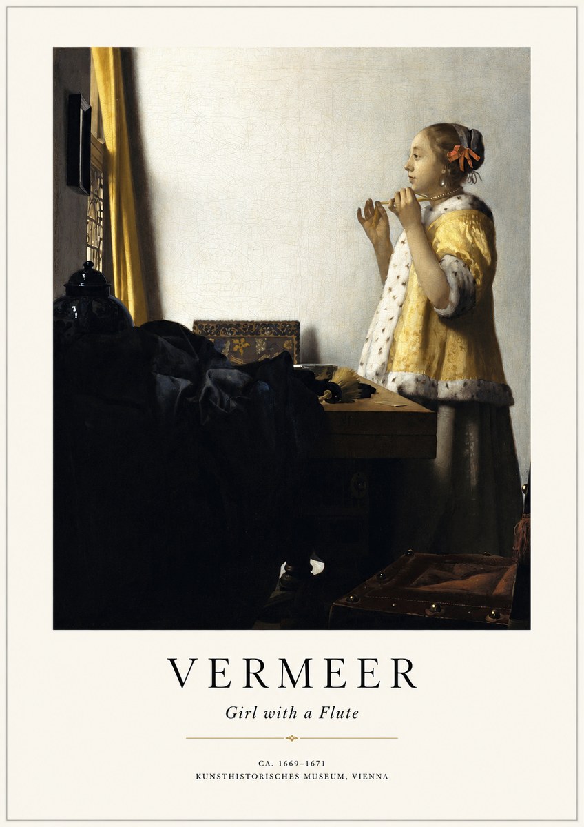 Vermeer Girl with a Flute No1 - Affiche