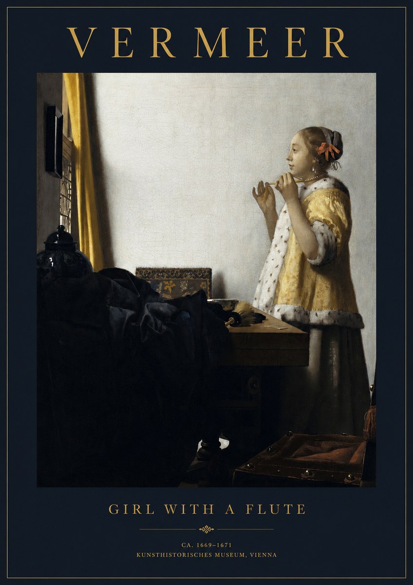 Vermeer Girl with a Flute No2 - Affiche