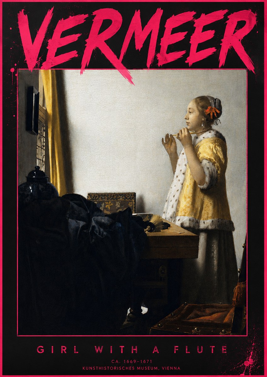 Vermeer Girl with a Flute No6 - Affiche