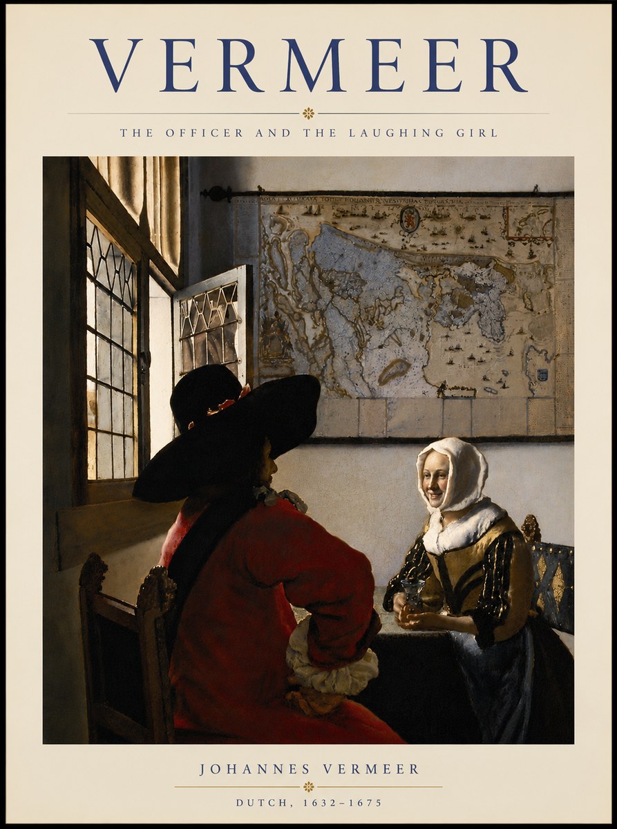 Vermeer The Officer and the Laughing Girl No5 - Affiche