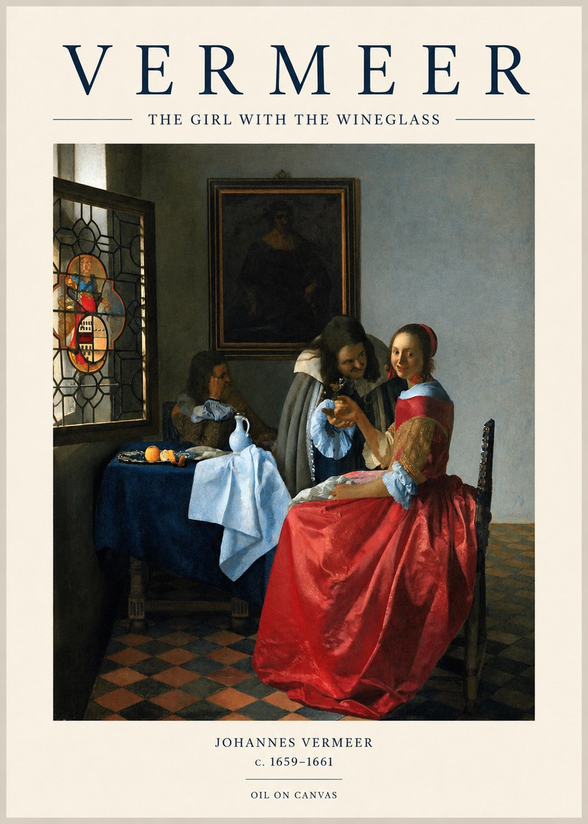 Vermeer The Girl with the Wineglass No1 - Affiche