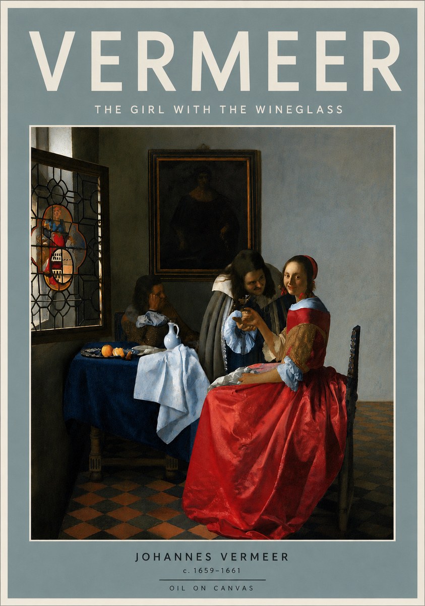 Vermeer The Girl with the Wineglass No4 - Affiche