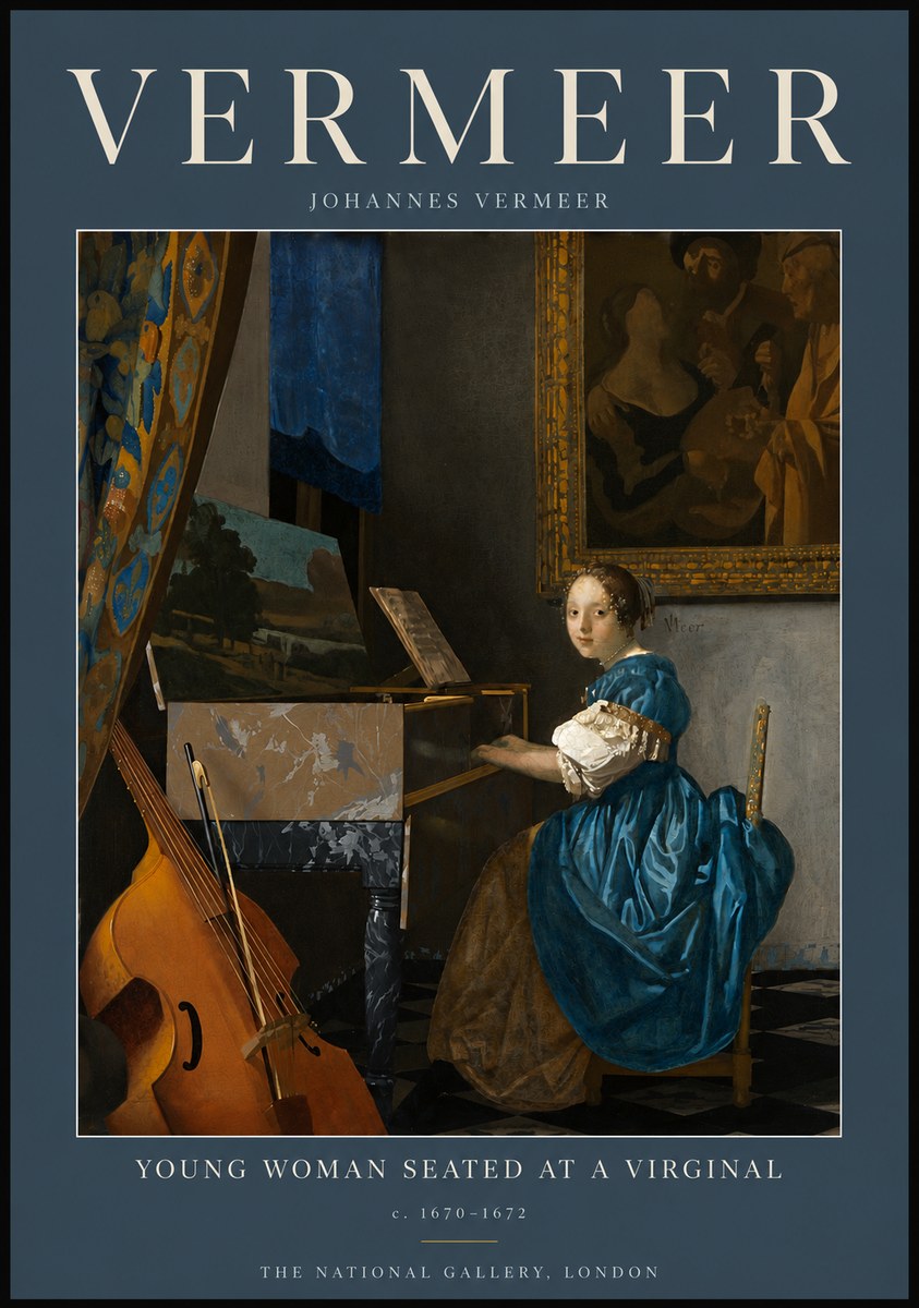 Vermeer Young Woman Seated at a Virginal No5 - Affiche