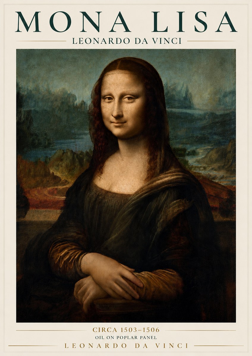Leonardo da Vinci Mona Lisa No3 - Affiche