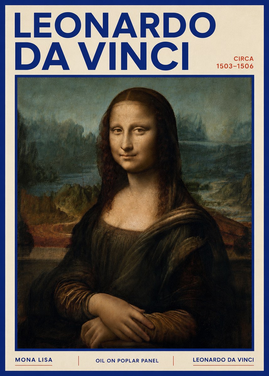 Leonardo da Vinci Mona Lisa No4 - Affiche