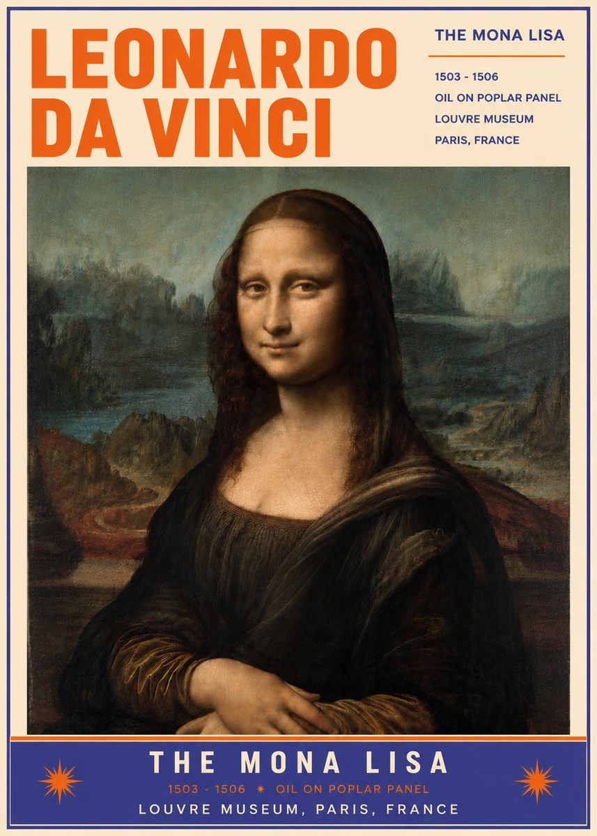 Leonardo da Vinci The Mona Lisa No6 - Affiche