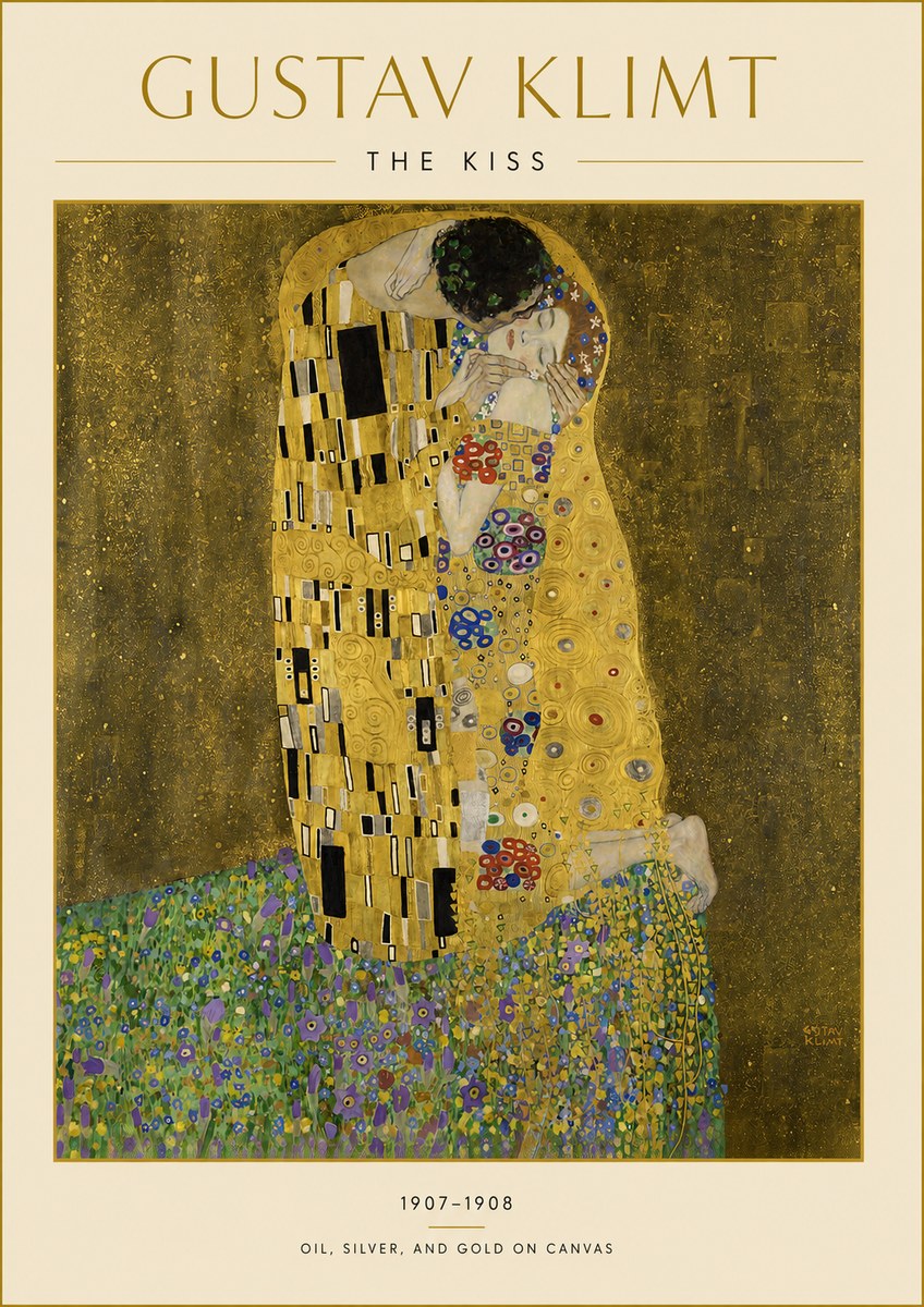 Klimt The Kiss No3 - Affiche