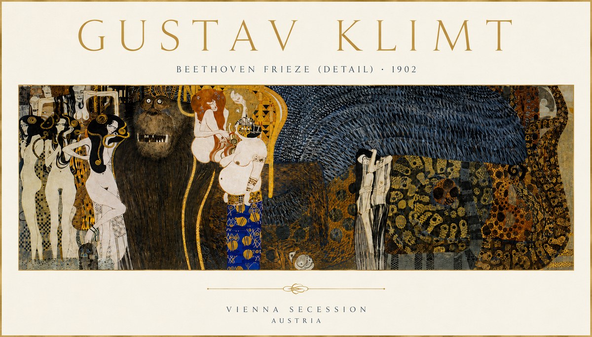 Klimt Beethoven Frieze (Detail) No4 - Affiche
