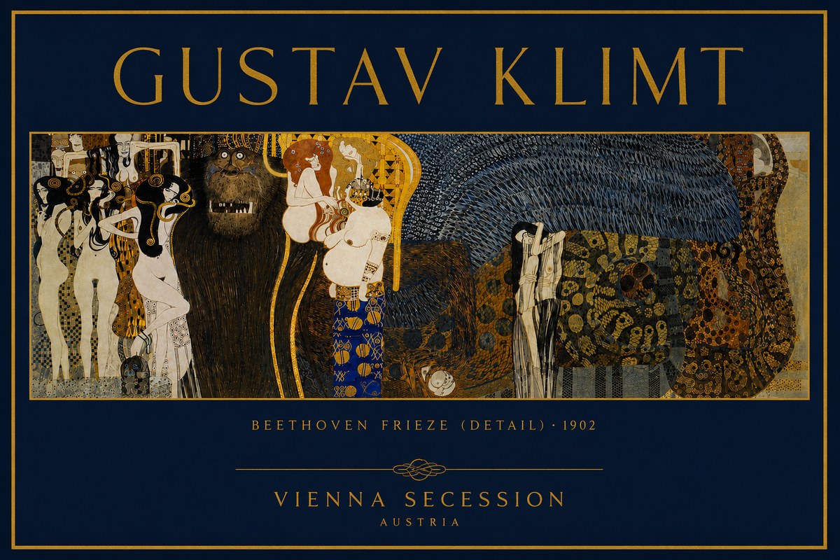 Klimt Beethoven Frieze (Detail) No6 - Affiche