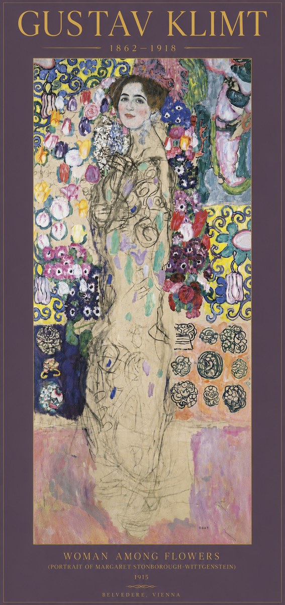 Klimt Woman Among Flowers No2 - Affiche