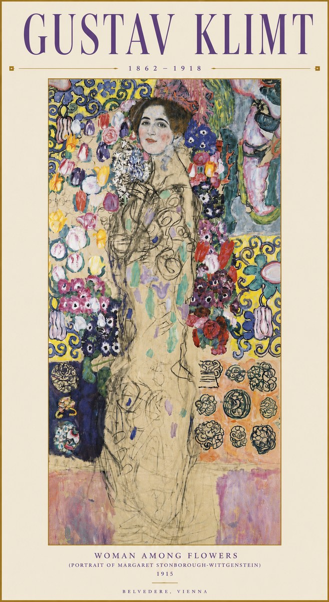 Klimt Woman Among Flowers No3 - Affiche