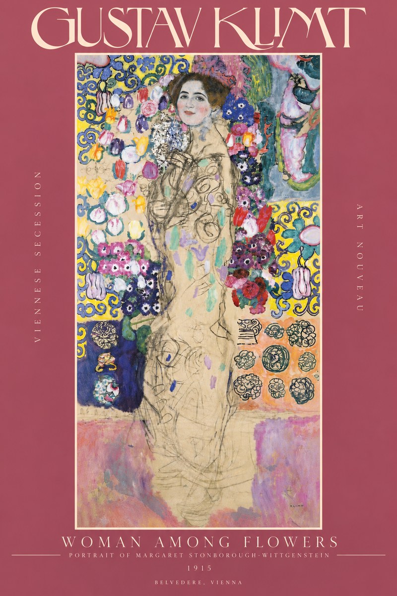 Klimt Woman Among Flowers No4 - Affiche