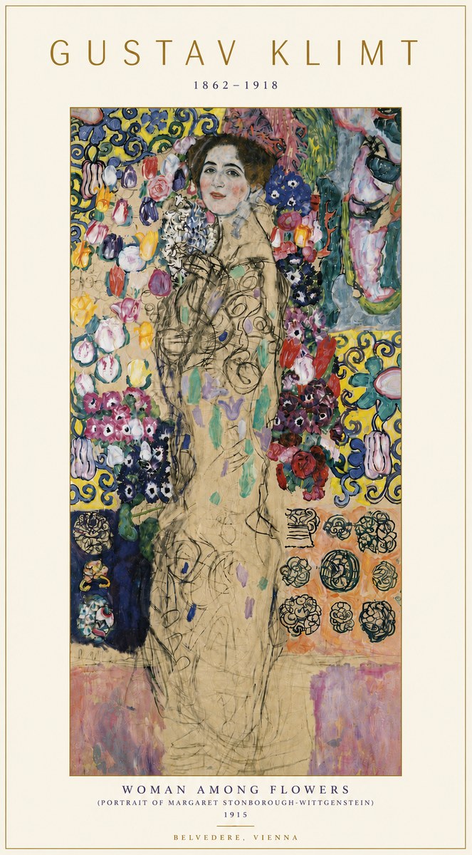 Klimt Woman Among Flowers No5 - Affiche