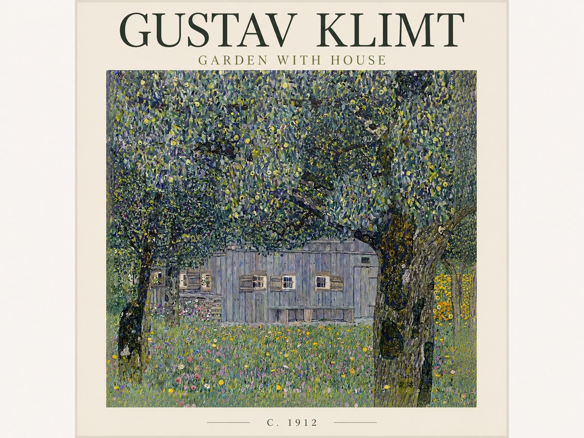 Klimt Garden with House No3 - Affiche