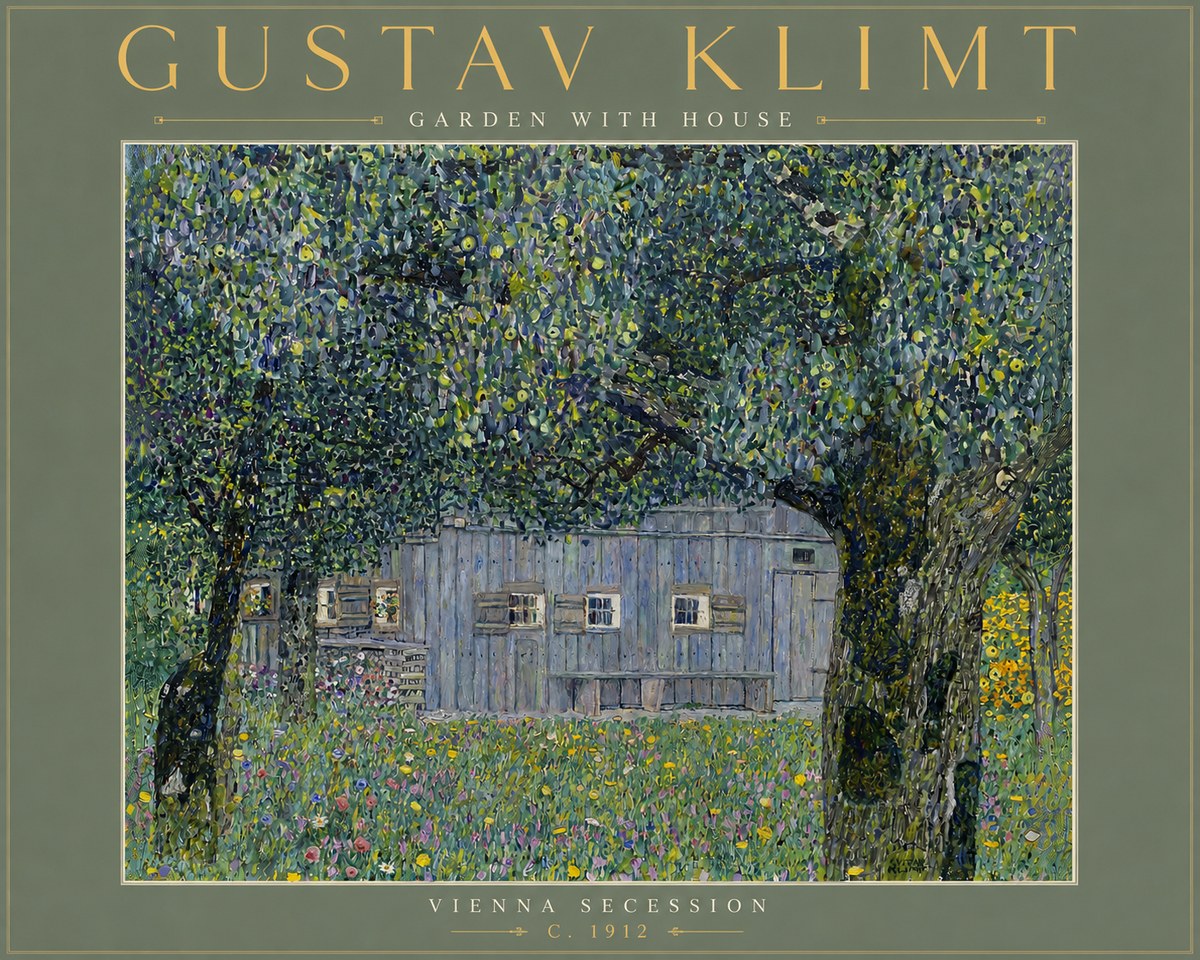 Klimt Garden with House No6 - Affiche