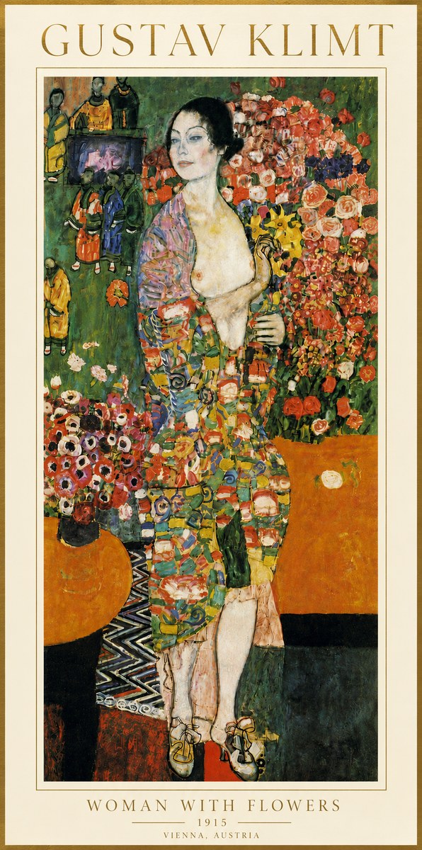 Klimt Woman with Flowers No4 - Affiche