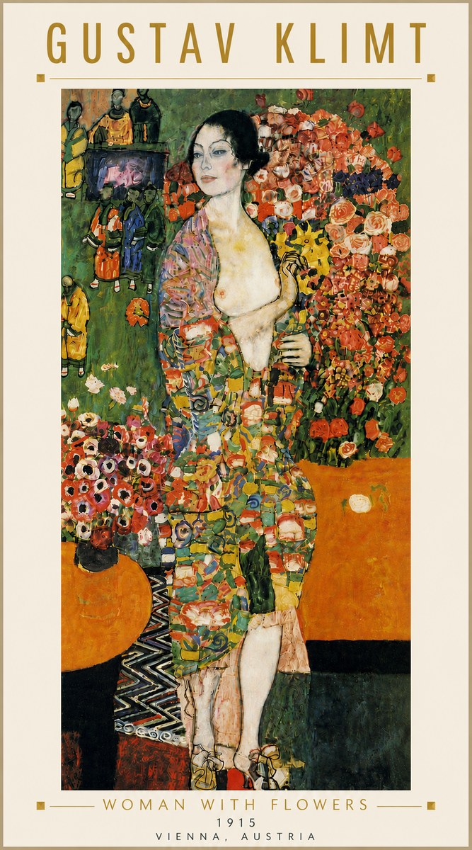Klimt Woman with Flowers No6 - Affiche