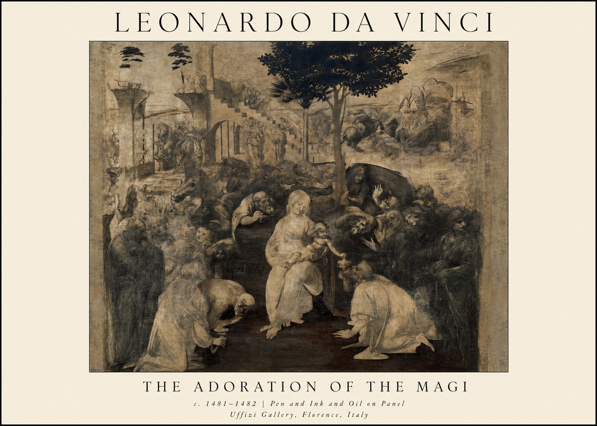 Leonardo da Vinci The Adoration of the Magi No1 - Affiche