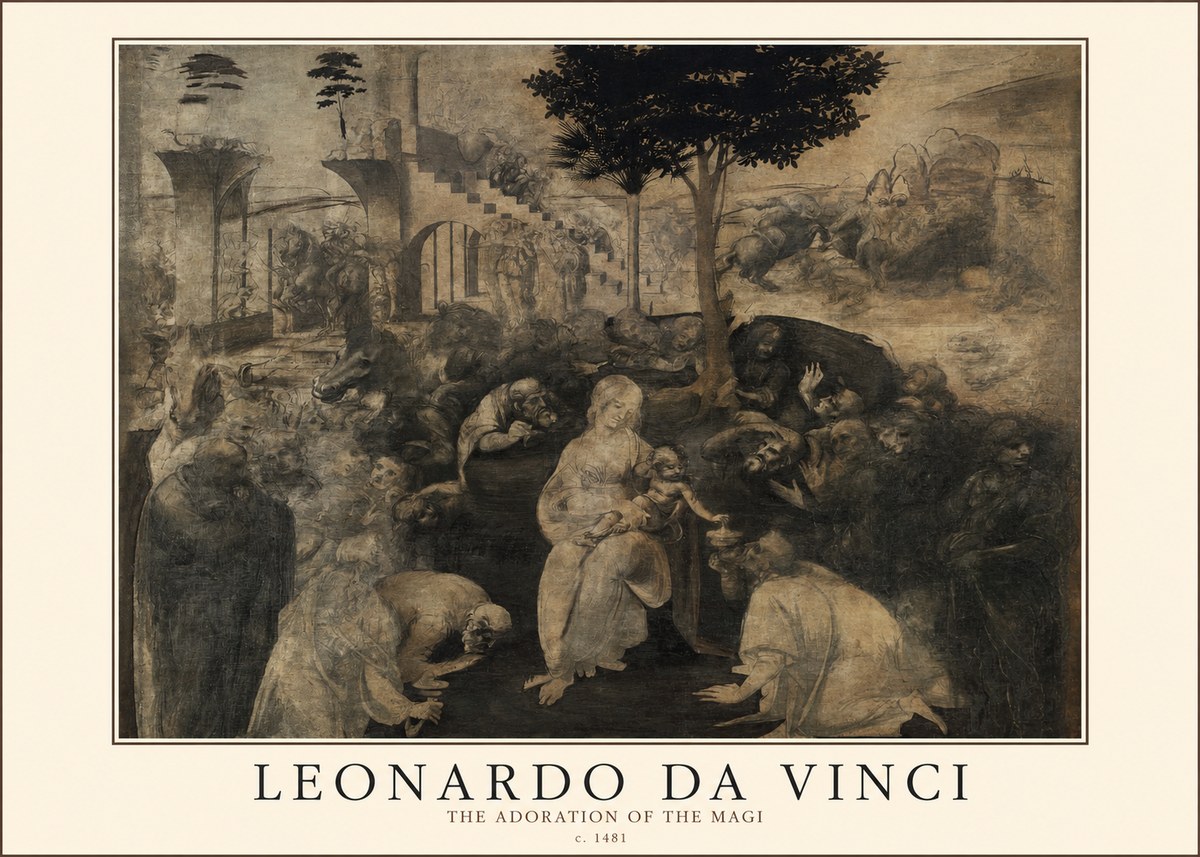 Leonardo da Vinci The Adoration of the Magi No2 - Affiche