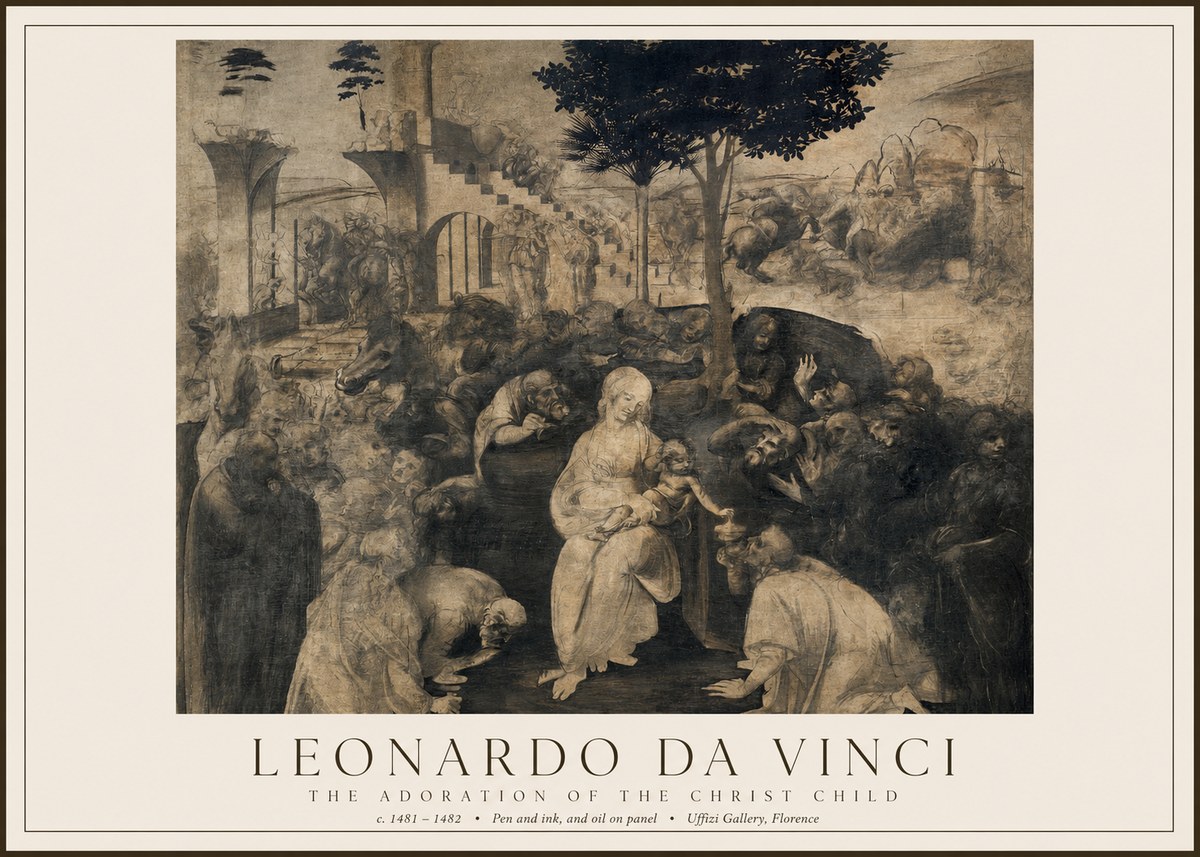Leonardo da Vinci The Adoration of the Magi No5 - Affiche