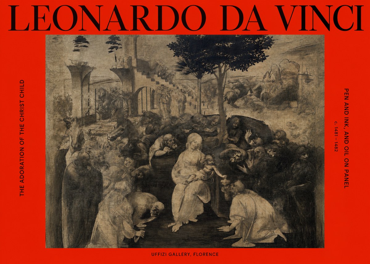 Leonardo da Vinci The Adoration of the Magi No6 - Affiche