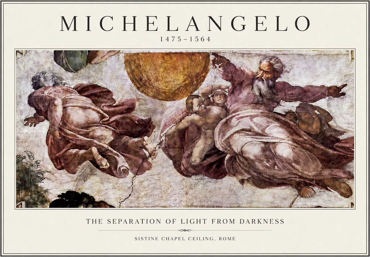 Michelangelo The Separation of Light from Darkness No3 - Affiche