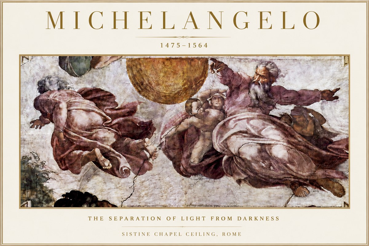 Michelangelo The Separation of Light from Darkness No4 - Affiche