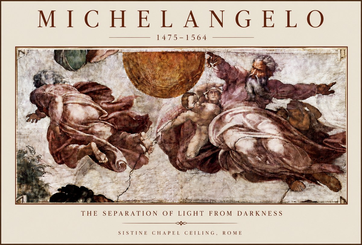 Michelangelo The Separation of Light from Darkness No5 - Affiche