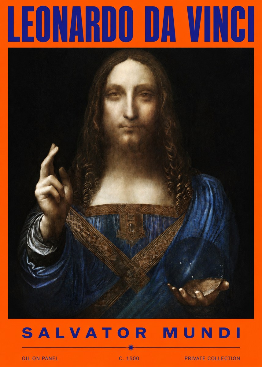 Leonardo da Vinci Salvator Mundi No2 - Affiche