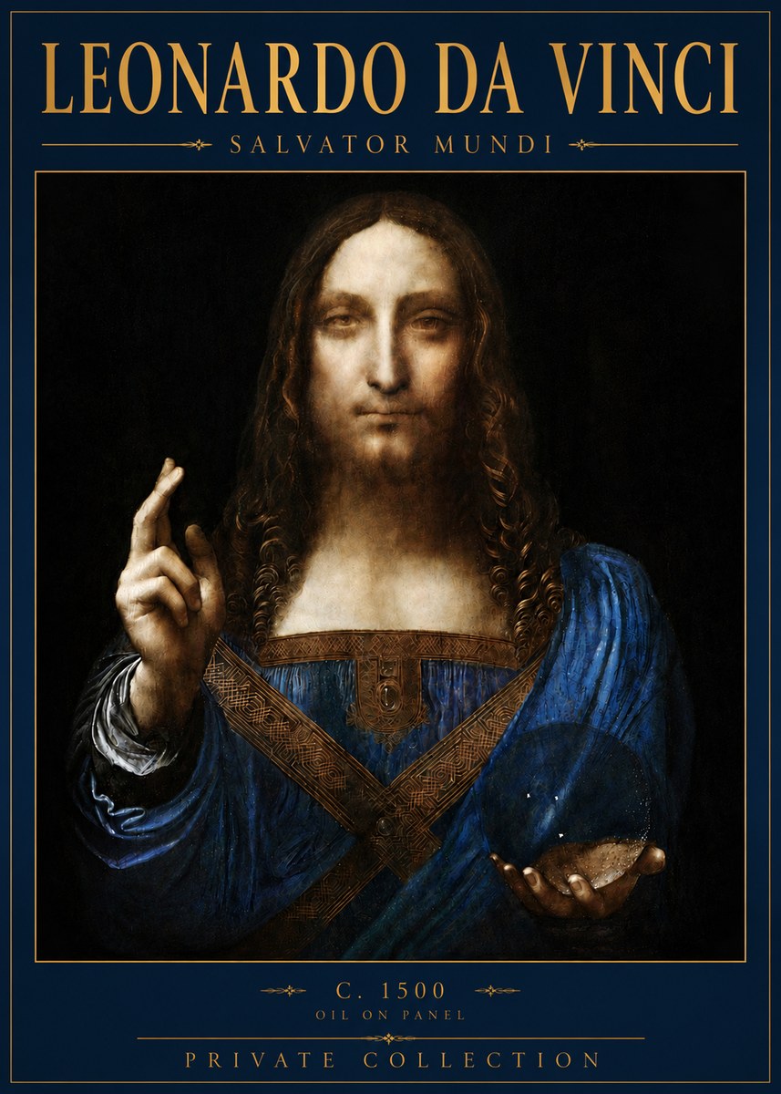 Leonardo da Vinci Salvator Mundi No6 - Affiche
