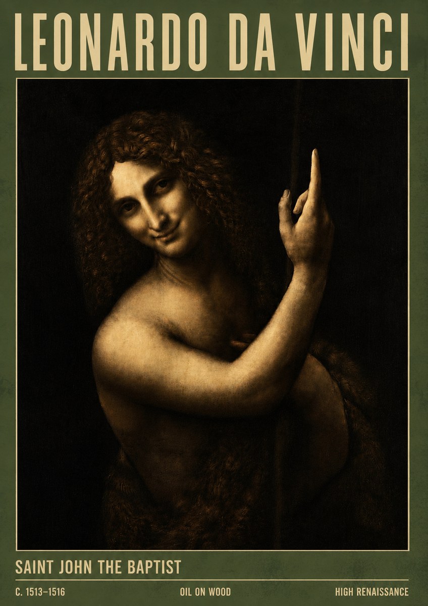 Leonardo da Vinci Saint John the Baptist No4 - Affiche