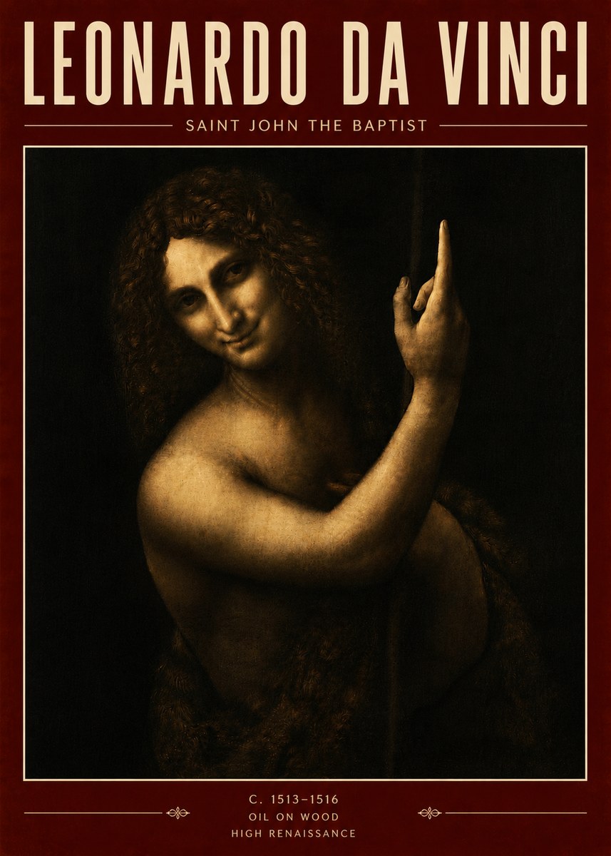 Leonardo da Vinci Saint John the Baptist No5 - Affiche